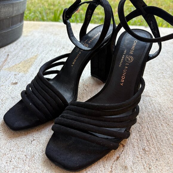 Chinese Laundry Black Suede Heels Size 8 - Picture 1 of 6